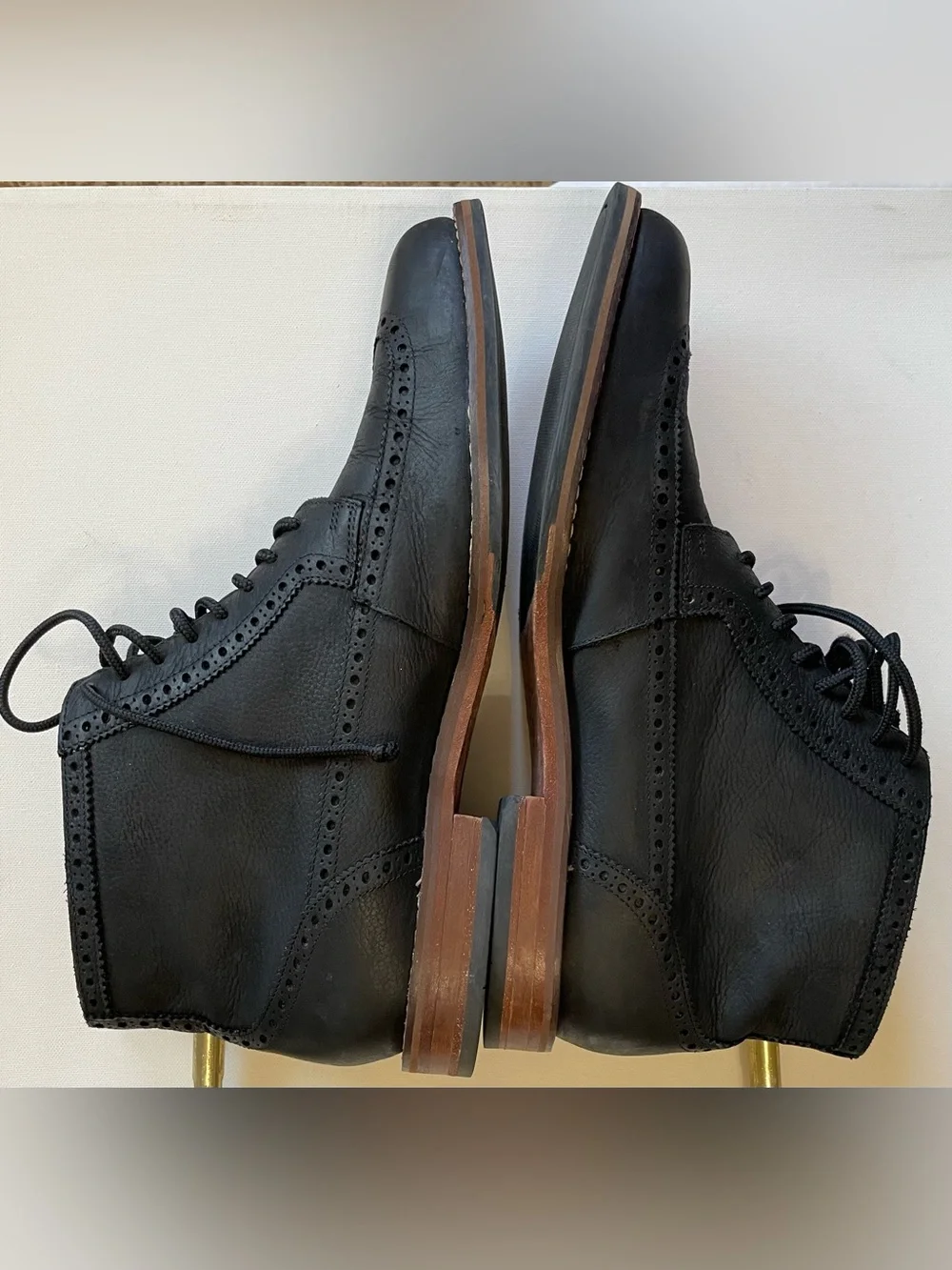Cole Haan Men's Jayhawk Black Leather Wingtip Lace-Up Boots